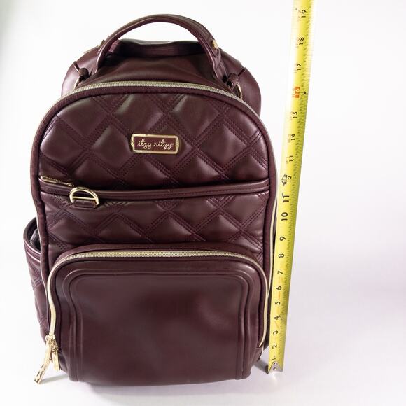 Itzy Ritzy Mircale Boss Plus Burgundy Faux Leather Diaper Backpack Butterfly